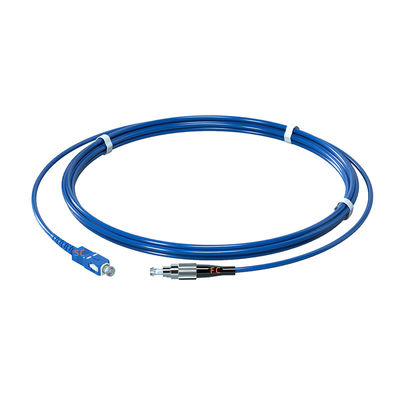 ซื้อ FC UPC Connector Blue Single Mode Simplex FTTH Drop Cable Communication Armored Fiber Optic Patch Cord การผลิตออนไลน์