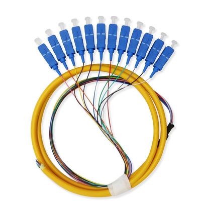 ซื้อ 12 Core Single Mode SC Fiber Pigtail Cable for Networks Communication System Flexible การผลิตออนไลน์