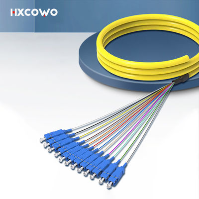 ซื้อ HXCOWO SC Fanout SM 12 Core Fiber Optic Bundle Pigtail PVC LSZH Wavelength 850nm/1310nm/1550nm การผลิตออนไลน์