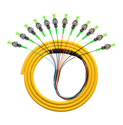 ซื้อ PVC LSZH HXCOWO ST APC Connector SM MM 12 Core 1M หรือความยาวตามความต้องการ สายไฟเบอร์ออปติก Pigtail การผลิตออนไลน์