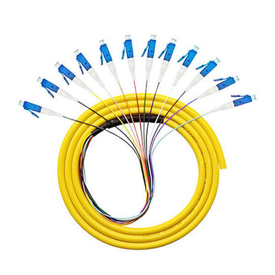 ซื้อ 12 Core LC FTTH 0.9mm OM2 OM3 สายไฟเบอร์ออปติก Pigtail สําหรับการส่งสัญญาณเรียบ การผลิตออนไลน์