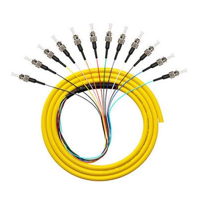 ซื้อ 12 คอร์ 12F 9/125 0.9mm ST Single-mode FTTH สายไฟเบอร์ออปติก ไพ่หางคลื่น 1310nm การผลิตออนไลน์