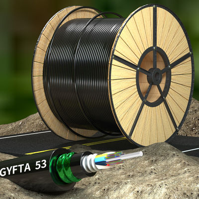 ซื้อ สายไฟฟ้าออปติกแบบป้อม 12 หลักภายนอก GYFTA53 สายไฟฟ้าออปติกแบบป้อม การผลิตออนไลน์
