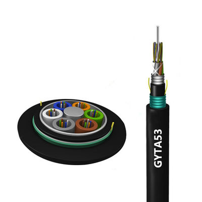 ซื้อ HXCOWO 24 48 Core G652D GYTA53 Outdoor Armored Fiber Optic Cable SM Steel Tape การผลิตออนไลน์