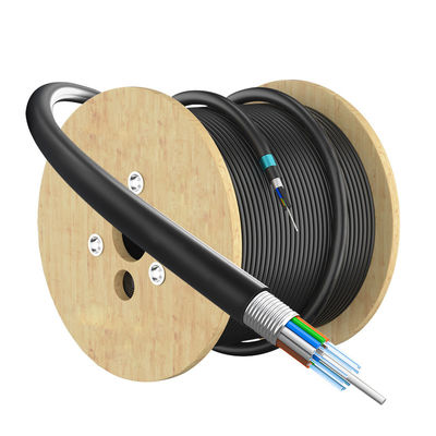 2-288 Core GYTA Outdoor Duct Coaxial Direct Burial Fiber Optic Cable สําหรับการสื่อสาร SM MM เสื้อ PE สีดํา